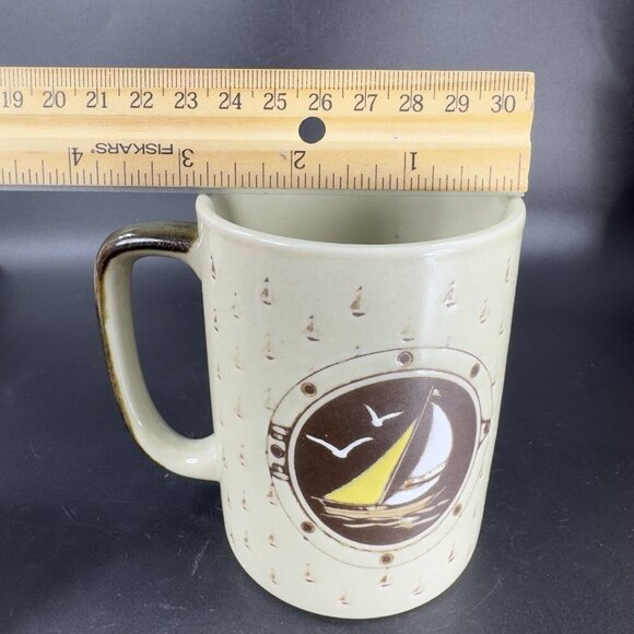 Otagiri Sailboat Nautical Theme Coffee Mug Cup Stoneware Sea Ship Mug Cup VTG - Picture 4 of 12